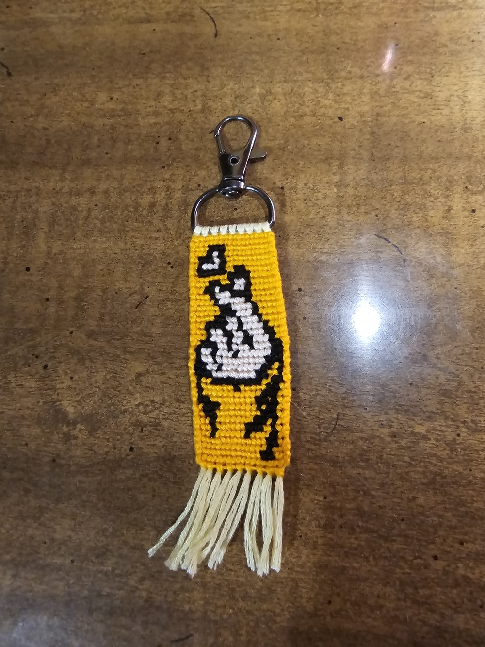 Handmade Orange Woven Heart Hand Keychain with Fringe